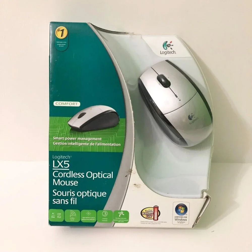 Logitech LX5 Cordless Button  Scroll Optical Mouse